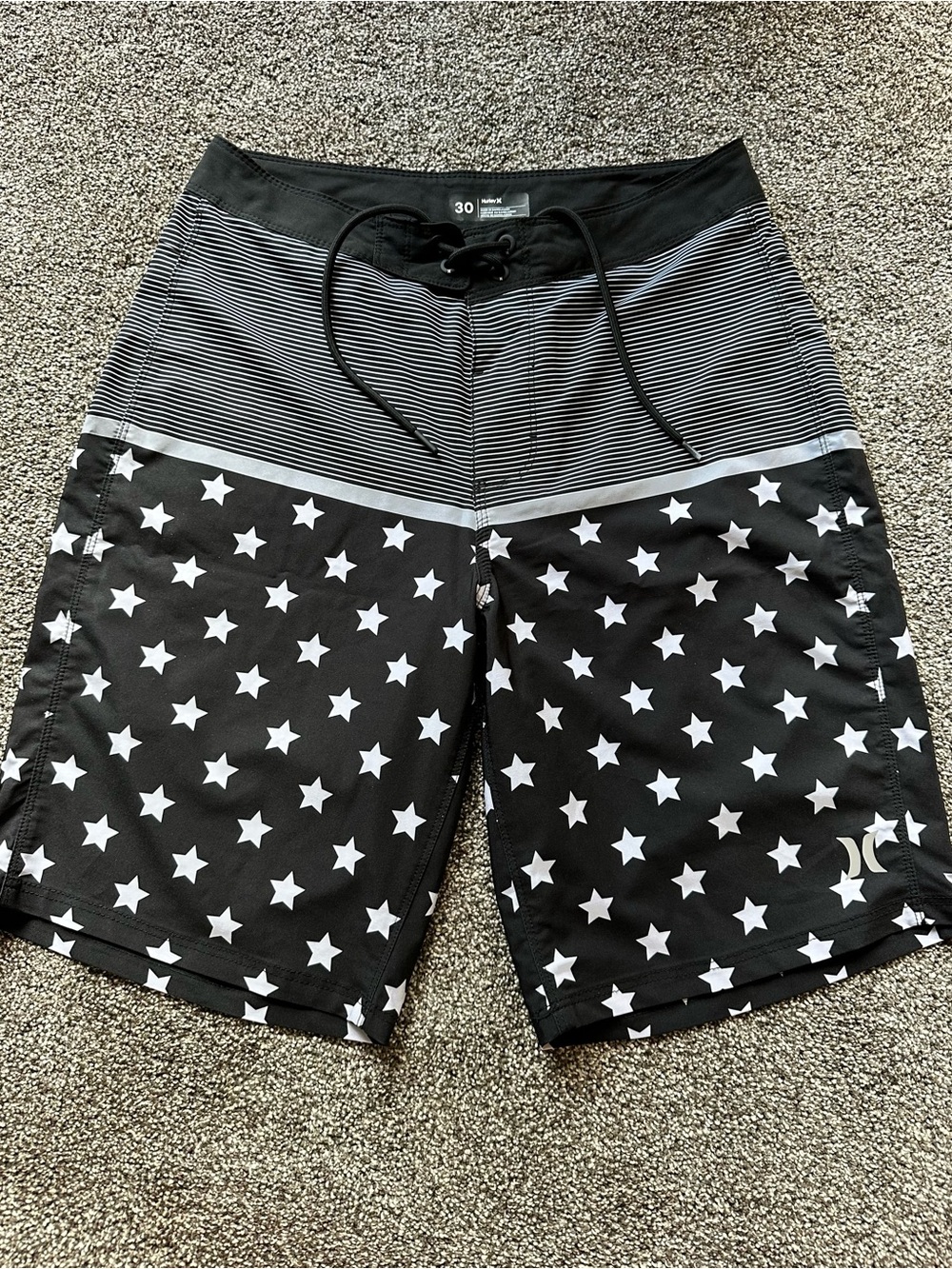 Hurley Men’s Black and White Star Board Shorts